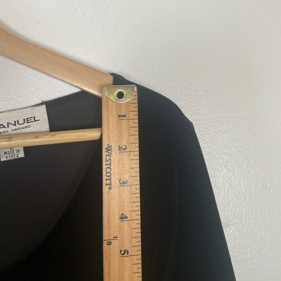 Emanuel Ungaro 90s Y2K Midi Dress Velvet Size S Color Black Goth Long Sleeves - Picture 8 of 10